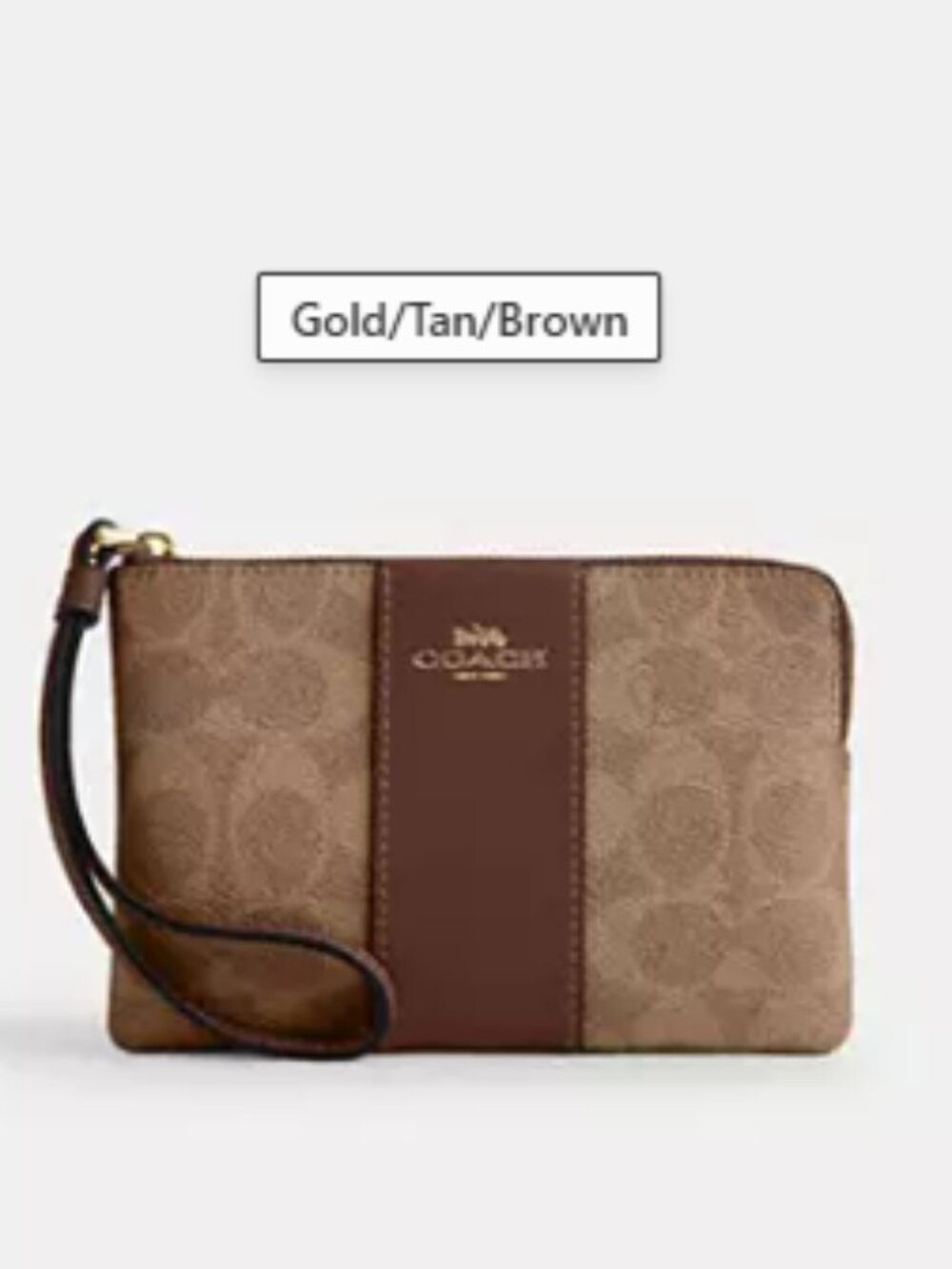Coach Signature Canvas Wristlet – Gold/Tan/Brown